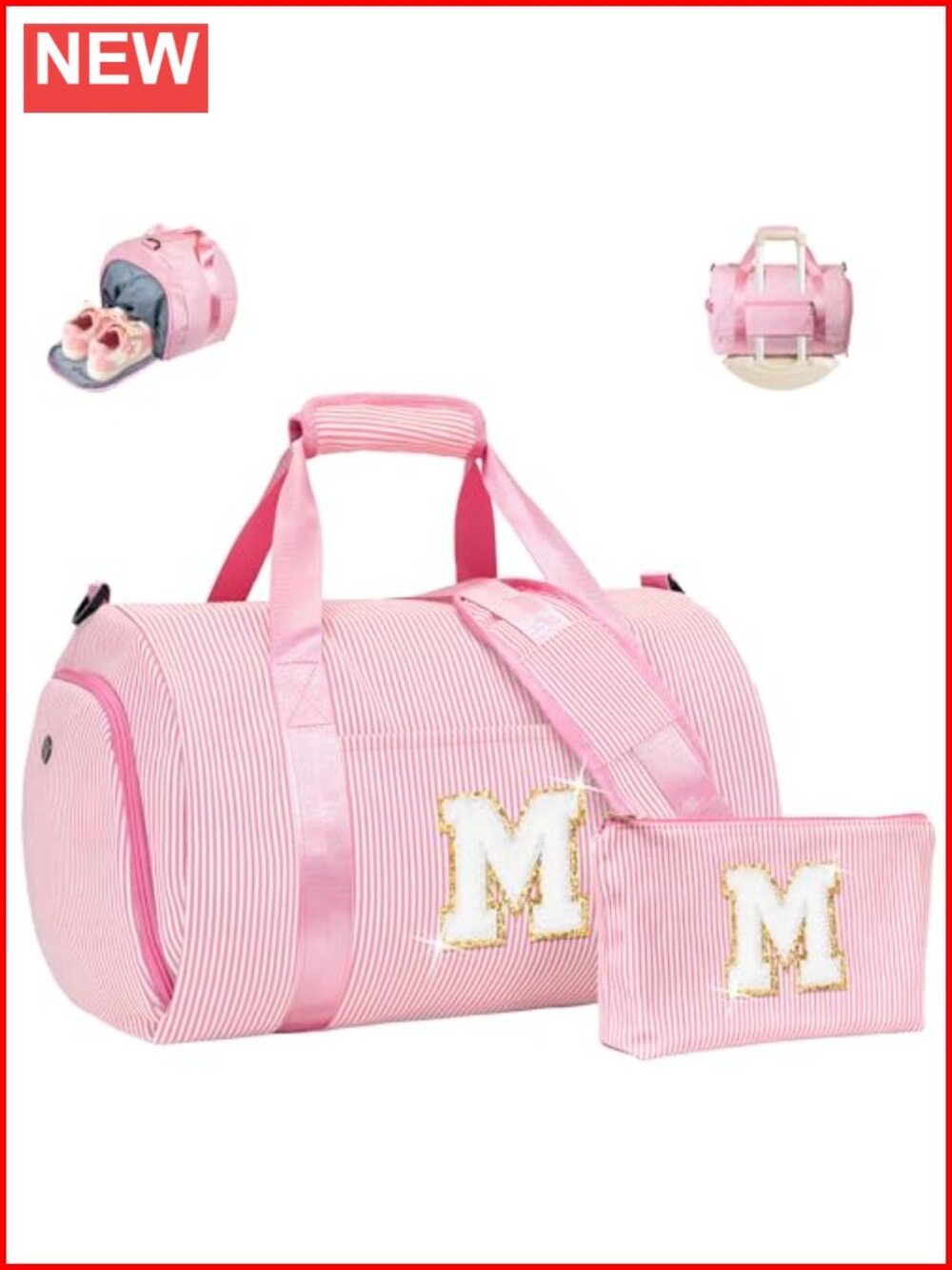 Girls Travel Duffle Bag with Shoe Compartment, Personalized Overnight